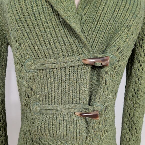 Old Navy Sweater Size M Green Y2K Shawl Collar Chunky Twilightcore Elena Bella - Picture 5 of 12